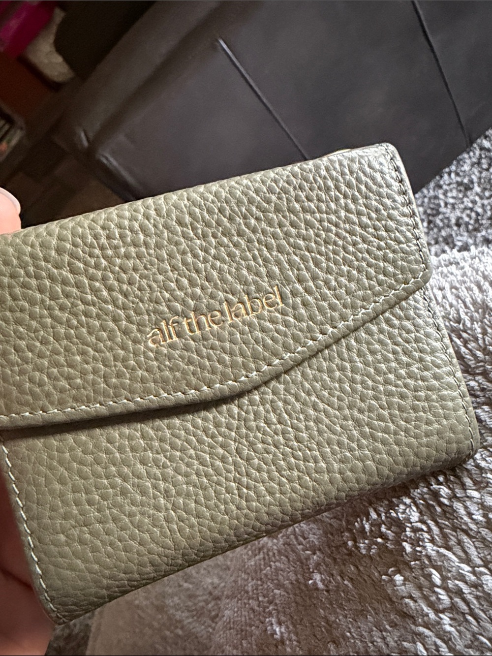 Alf the label Elsie Card Wallet (Pebbled Leather) Olive Green Compact Wallet - Picture 2 of 12